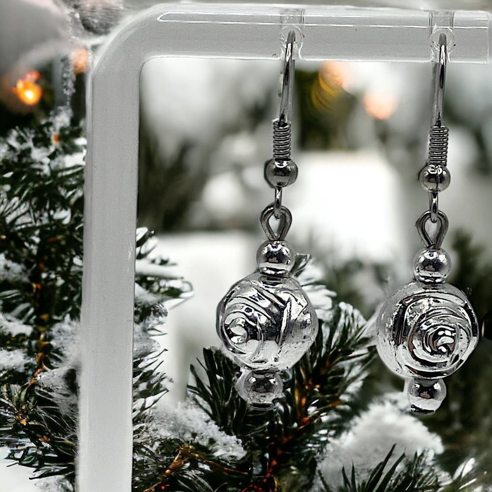 Rose Dangle Silver-tone French Wire 1.5 Inch Earrings!